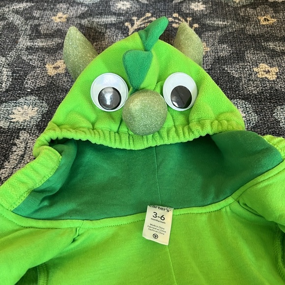 🐉 Carter’s Dino/Dragon Costume — 3-6months- Green with horns - Picture 3 of 9
